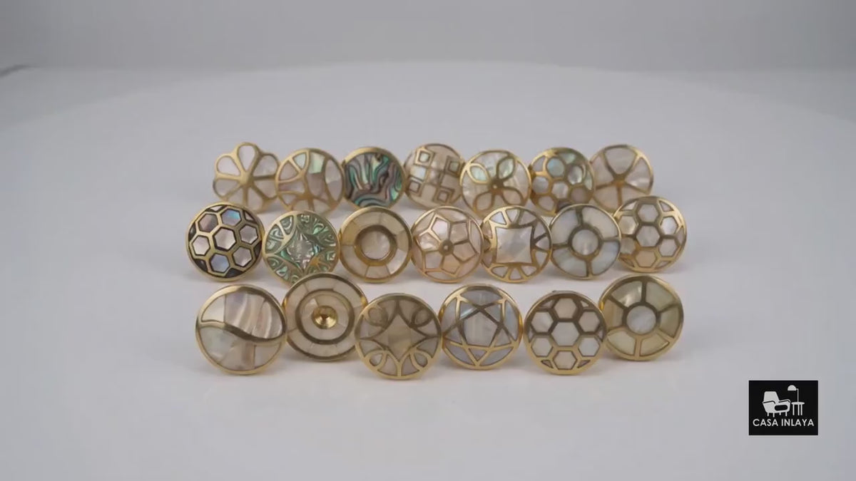 Brass Mother of Pearl Knob Cabinet Drawer Pulls