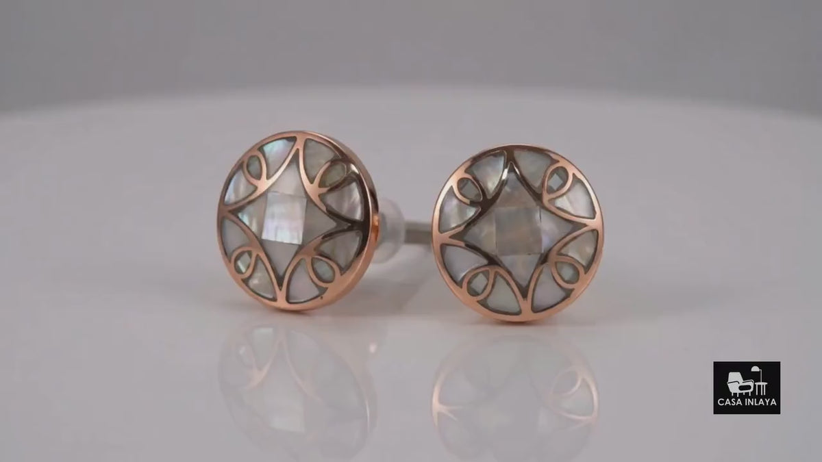 Mother of Pearl Cabinet Knob Set, Copper Inlay Drawer Pulls