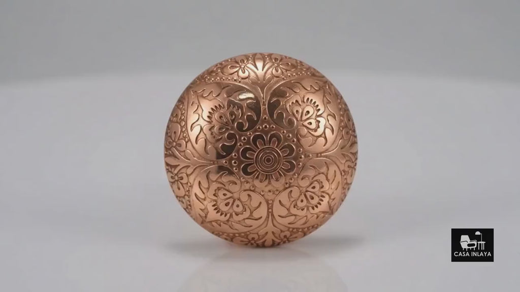 Etched Copper Drawer Knob | Rose Gold Floral Cabinet Knob