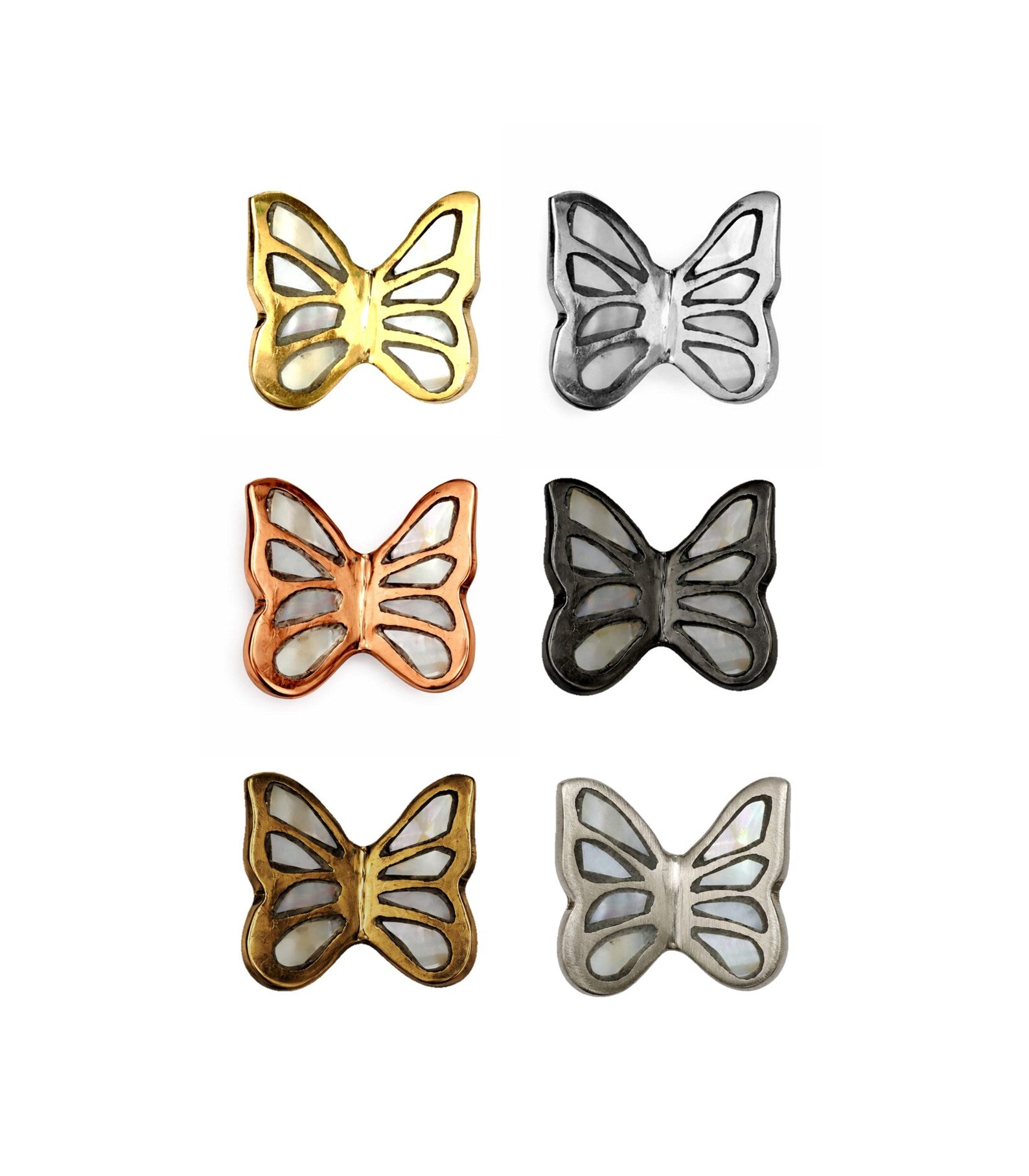 Mother of Pearl Brass Butterfly Cabinet Knob