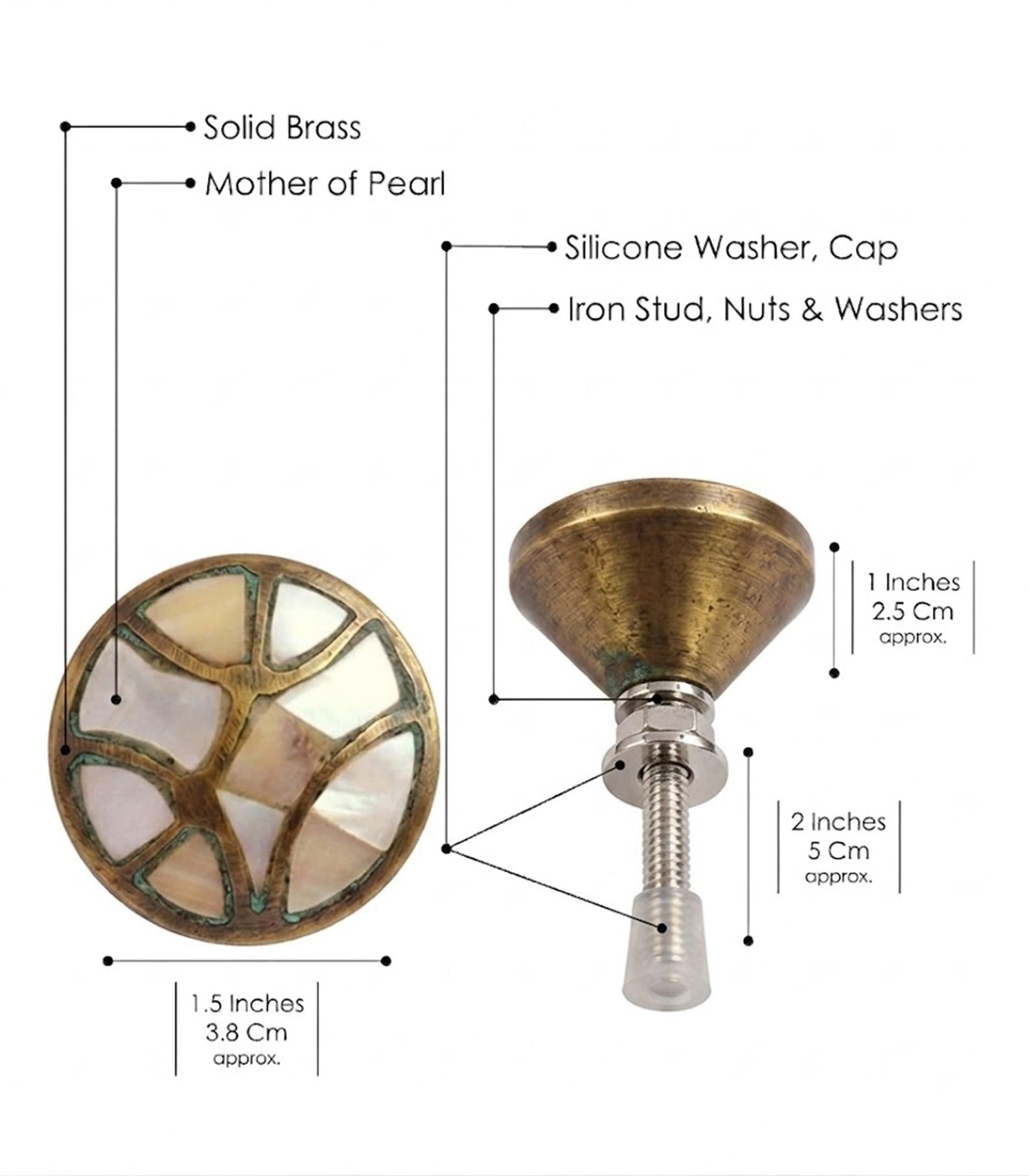 Mother of Pearl Brass Cabinet Knobs