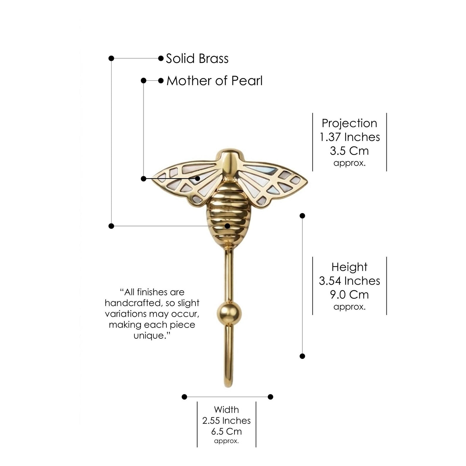 Decorative Bumblebee Wall Hook & Cabinet Pull