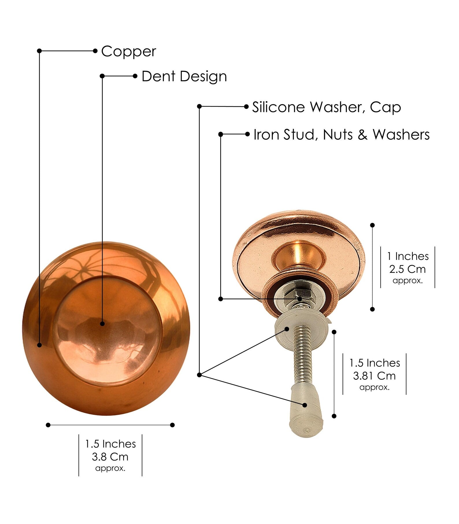 Handmade Copper Cabinet Knob: Rustic Farmhouse Hardware