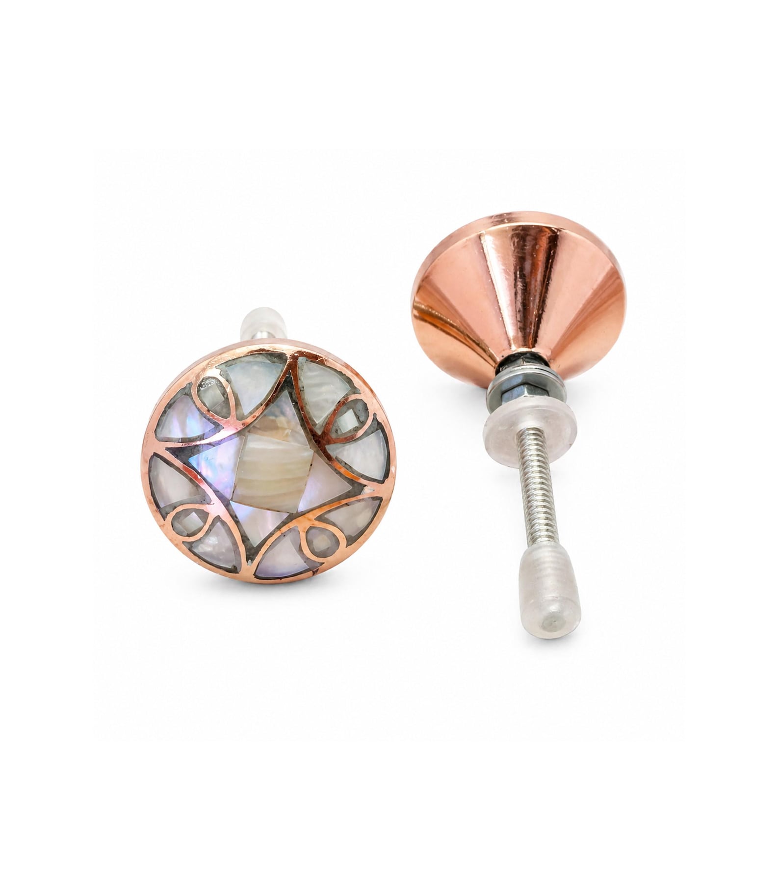 Handmade Mother of Pearl Copper Cabinet Knob