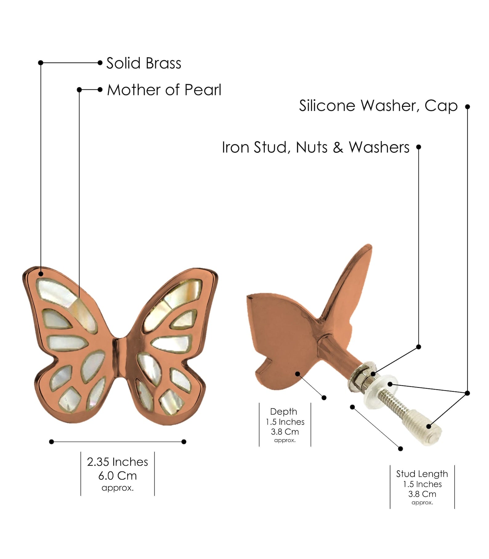Mother of Pearl Butterfly Cabinet Knob