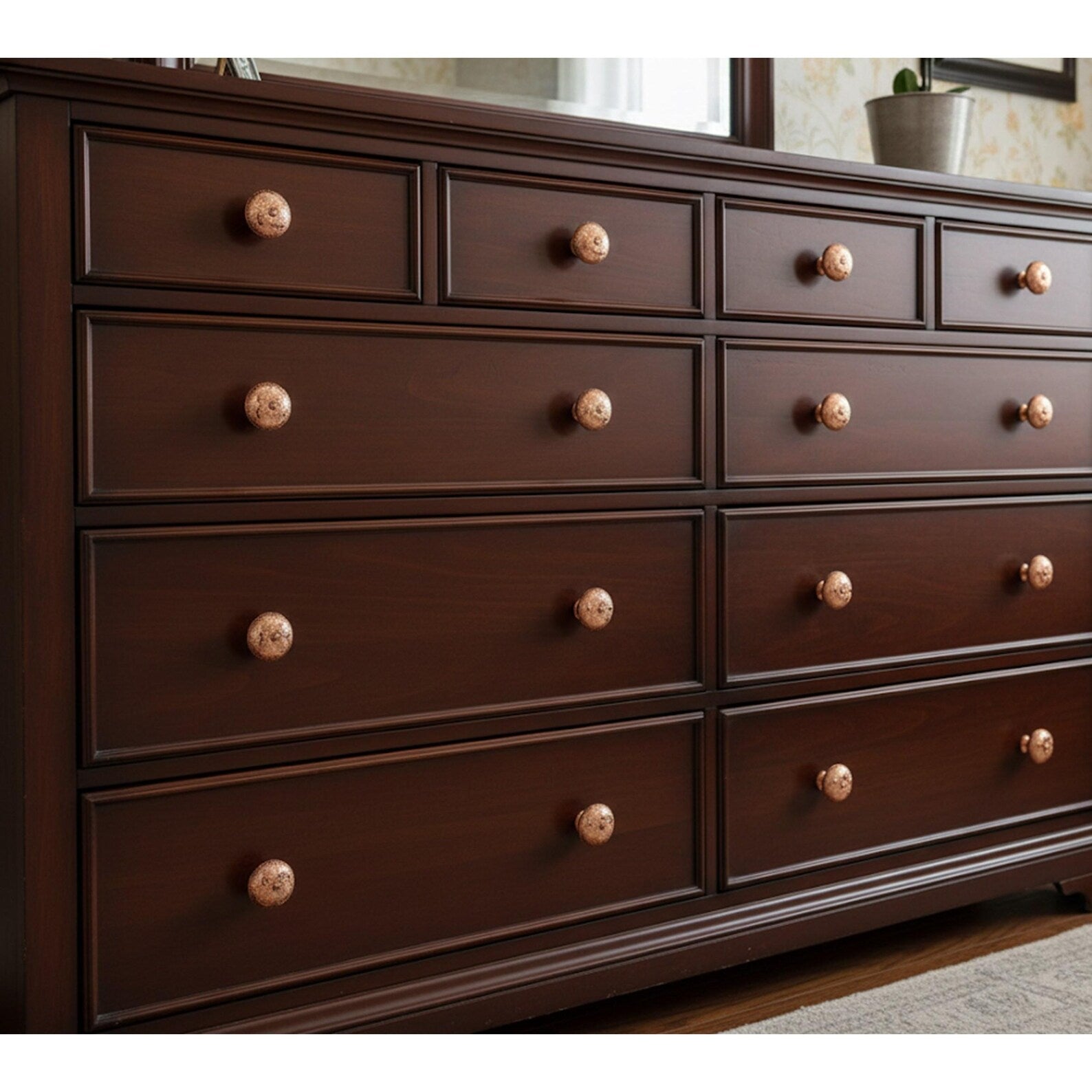Etched Copper Drawer Knob | Rose Gold Floral Cabinet Knob