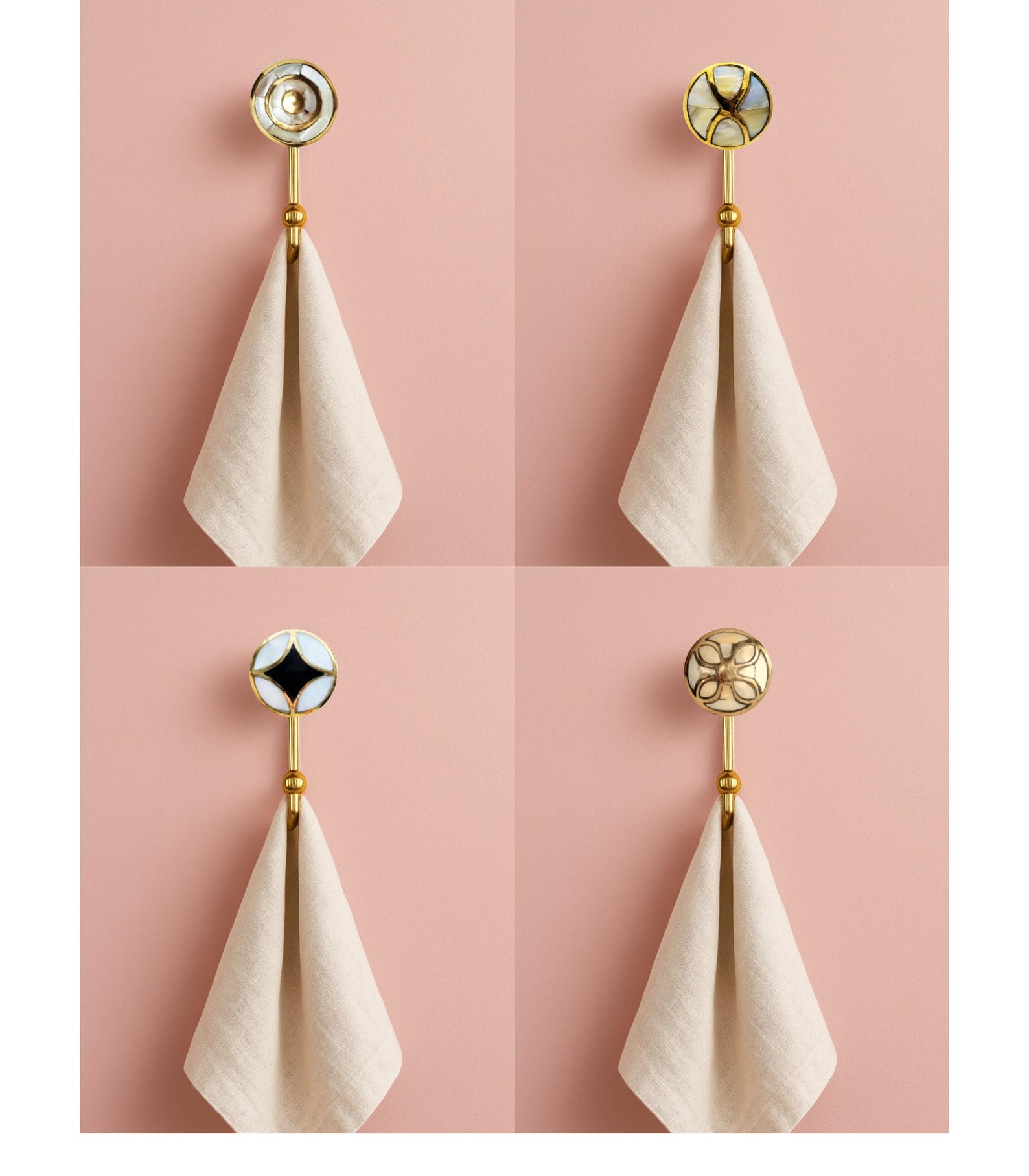 Mother of Pearl Brass Wall Hooks