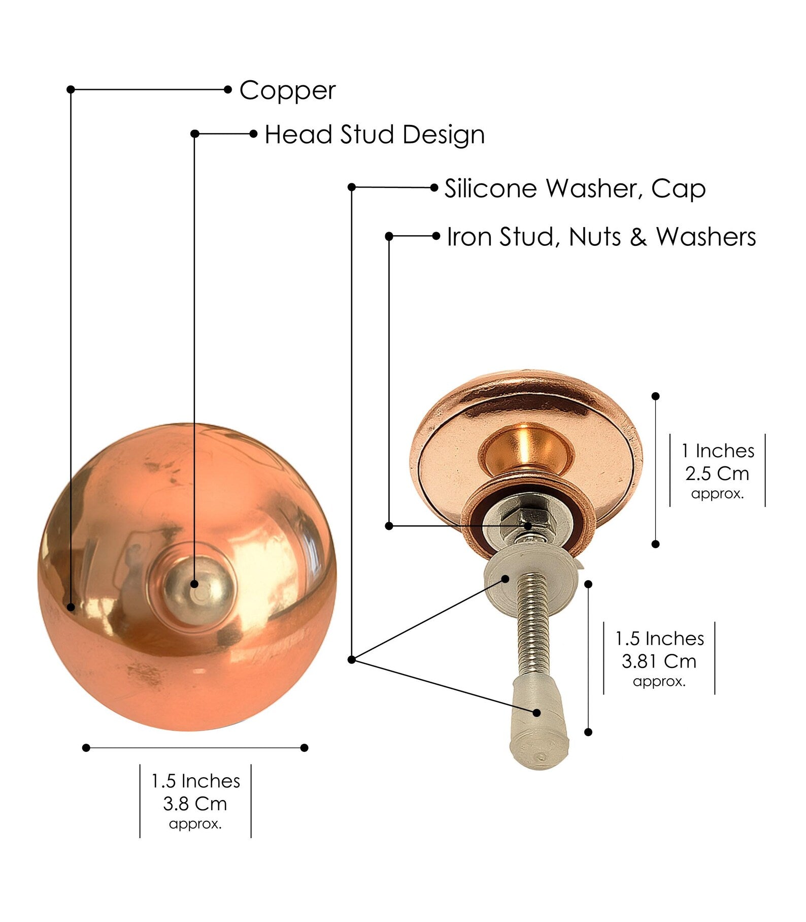 Handmade Copper Cabinet Knob: Rustic Farmhouse Hardware