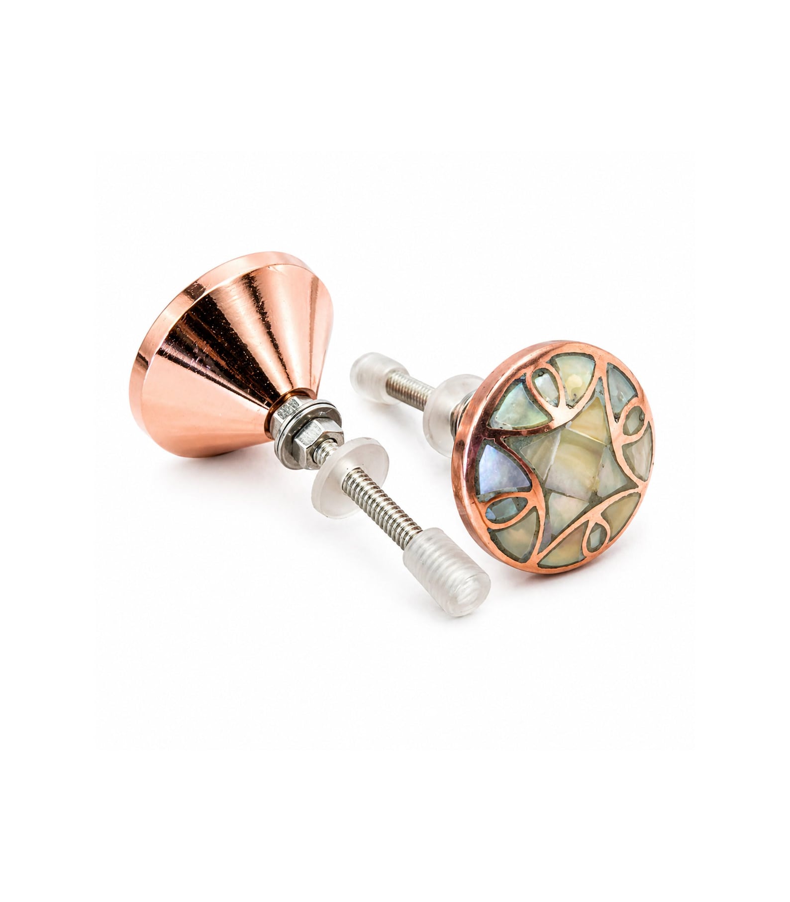 Handmade Mother of Pearl Copper Cabinet Knob