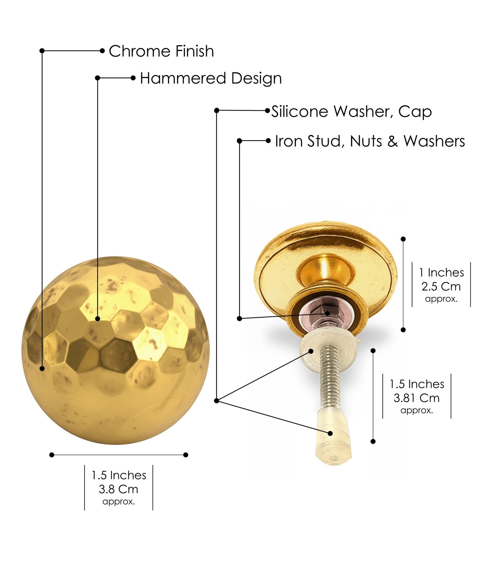 Premium Polished Brass Ball Cabinet Knobs