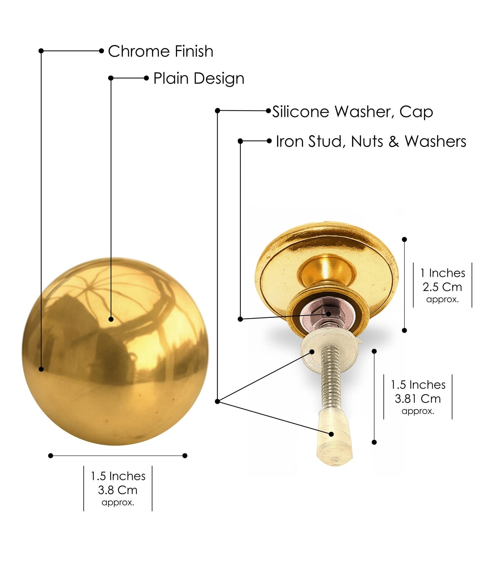 Premium Polished Brass Ball Cabinet Knobs