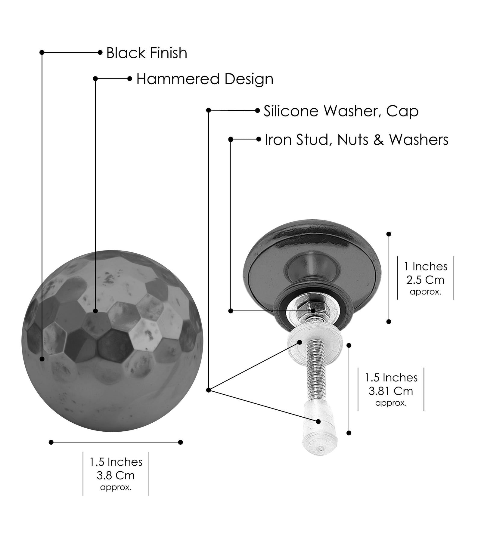 Blackened Brass Sphere Cabinet Knobs