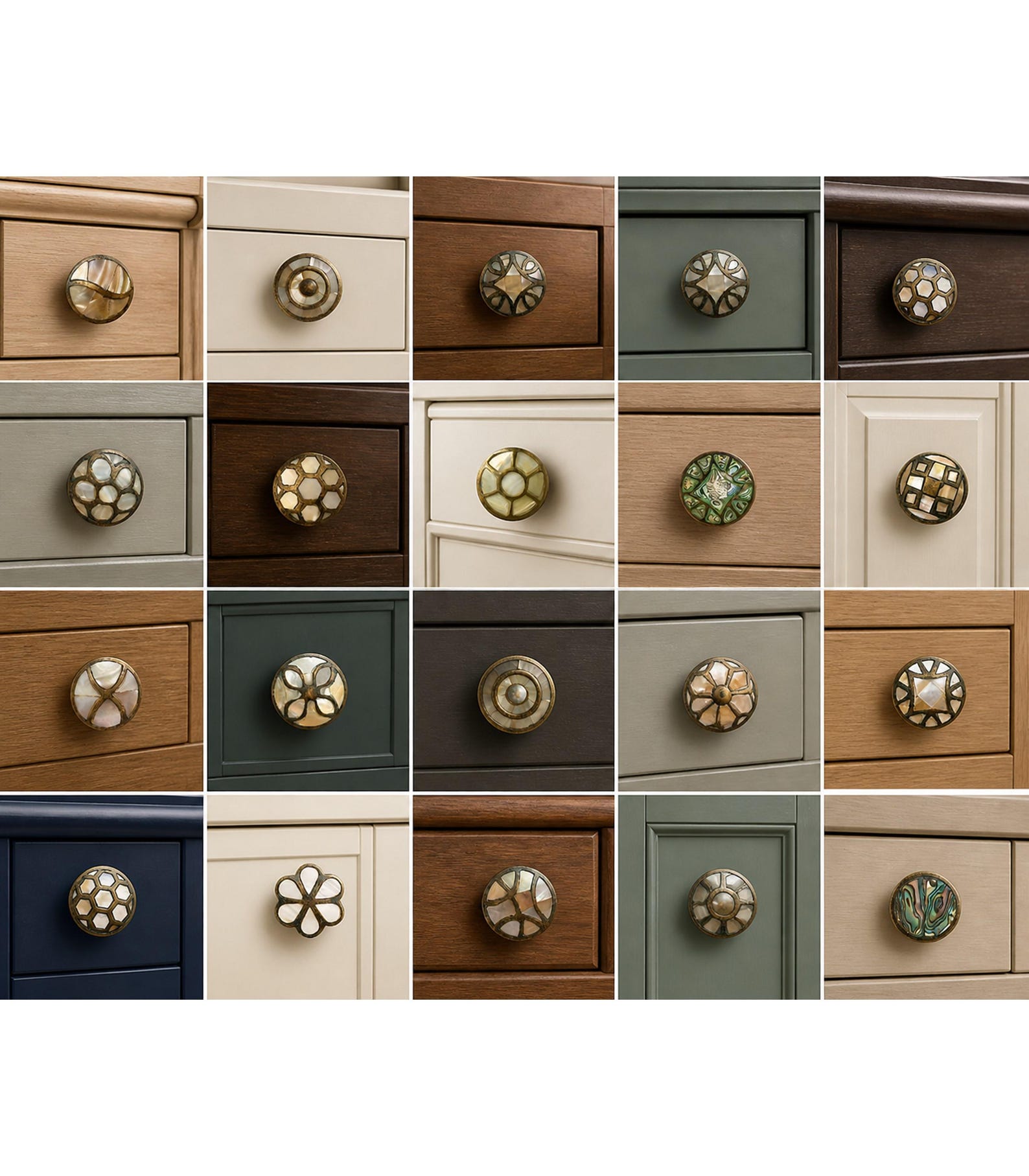 Mother of Pearl Brass Cabinet Knobs