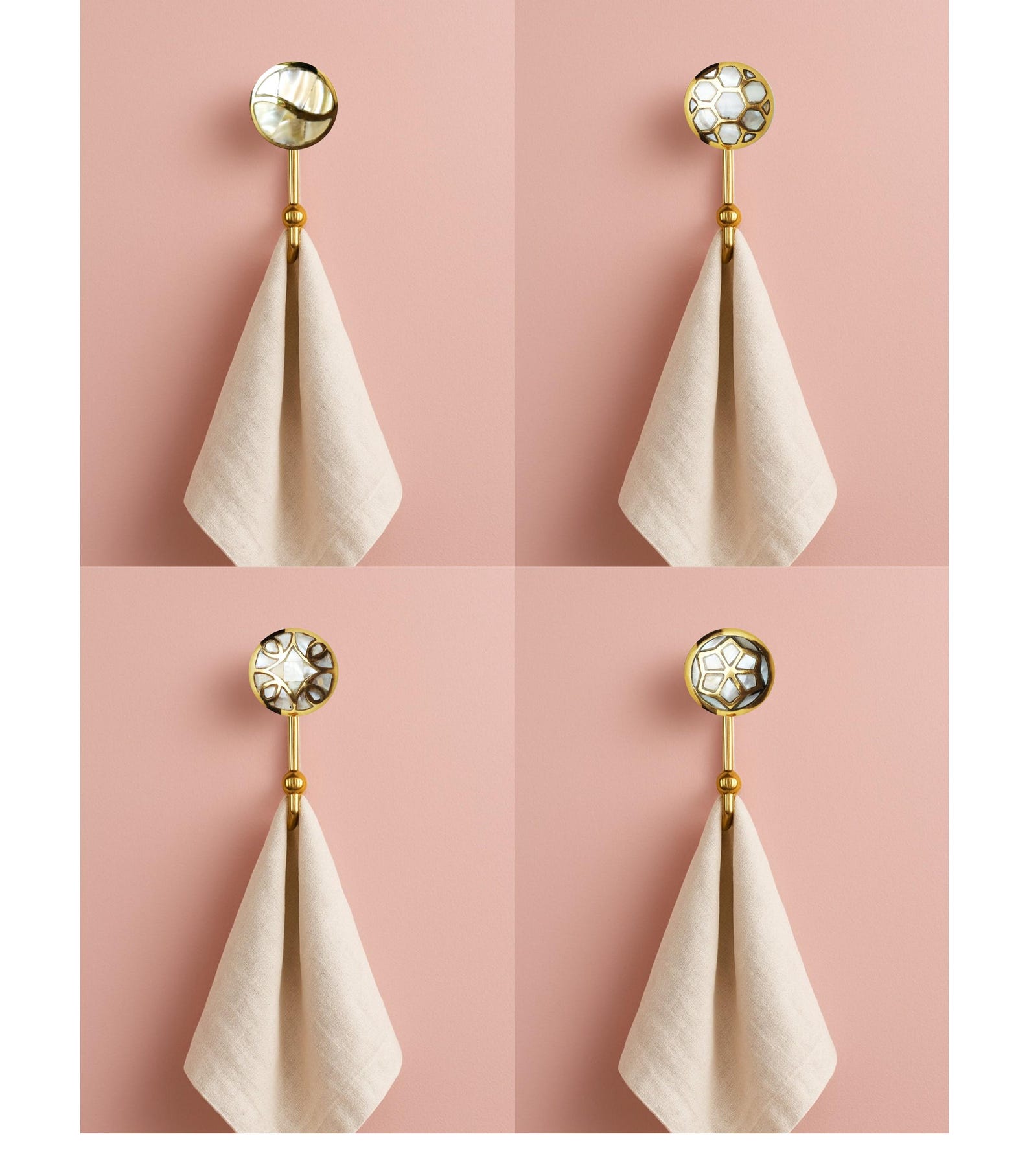 Mother of Pearl Brass Wall Hooks