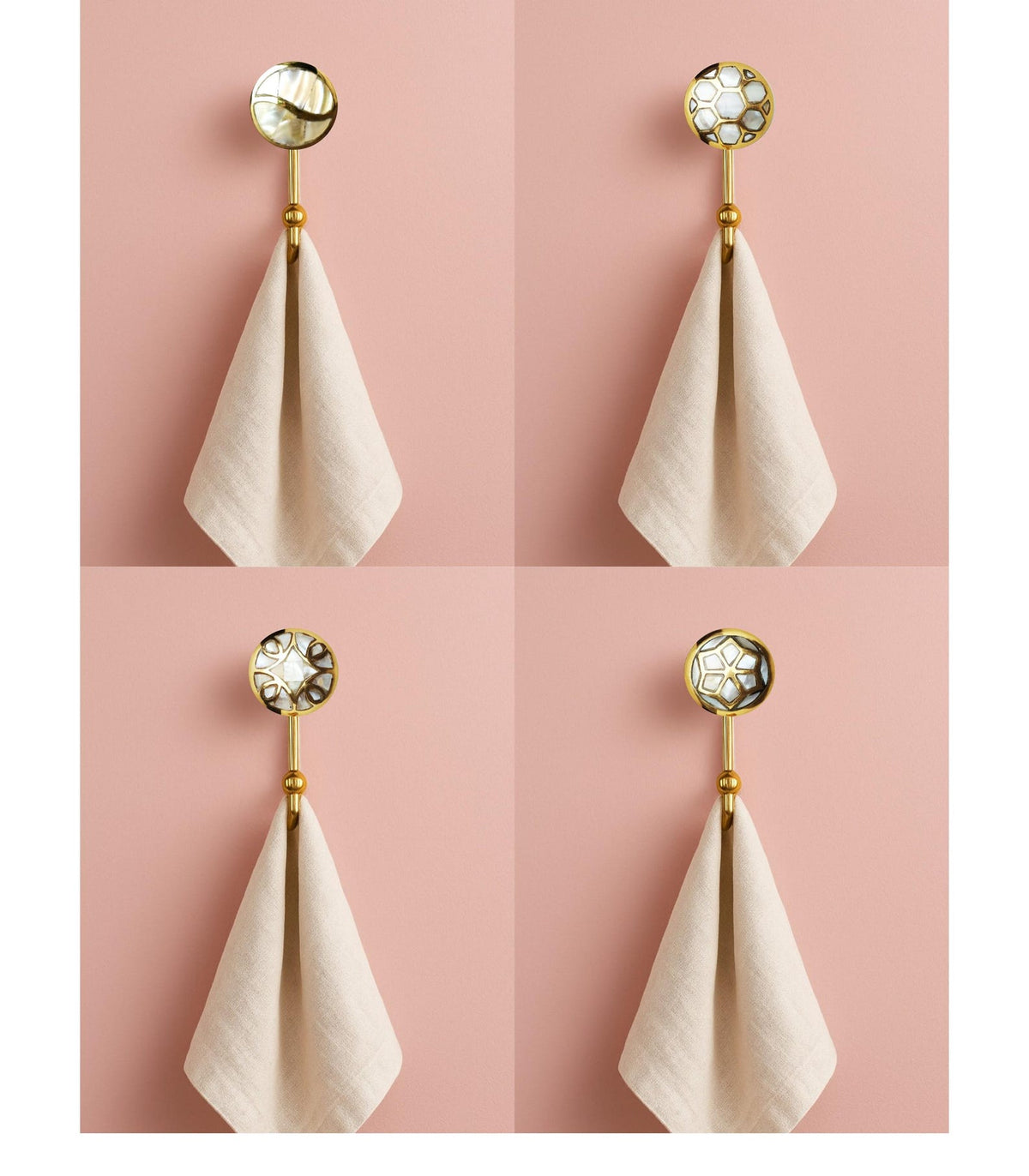 Mother of Pearl Brass Wall Hooks