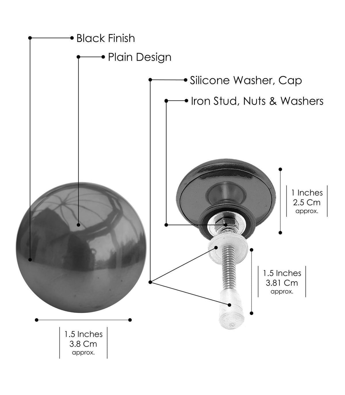 Blackened Brass Sphere Cabinet Knobs