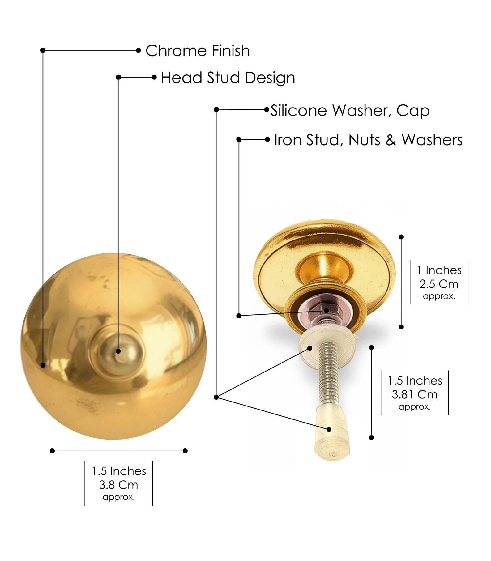 Premium Polished Brass Ball Cabinet Knobs