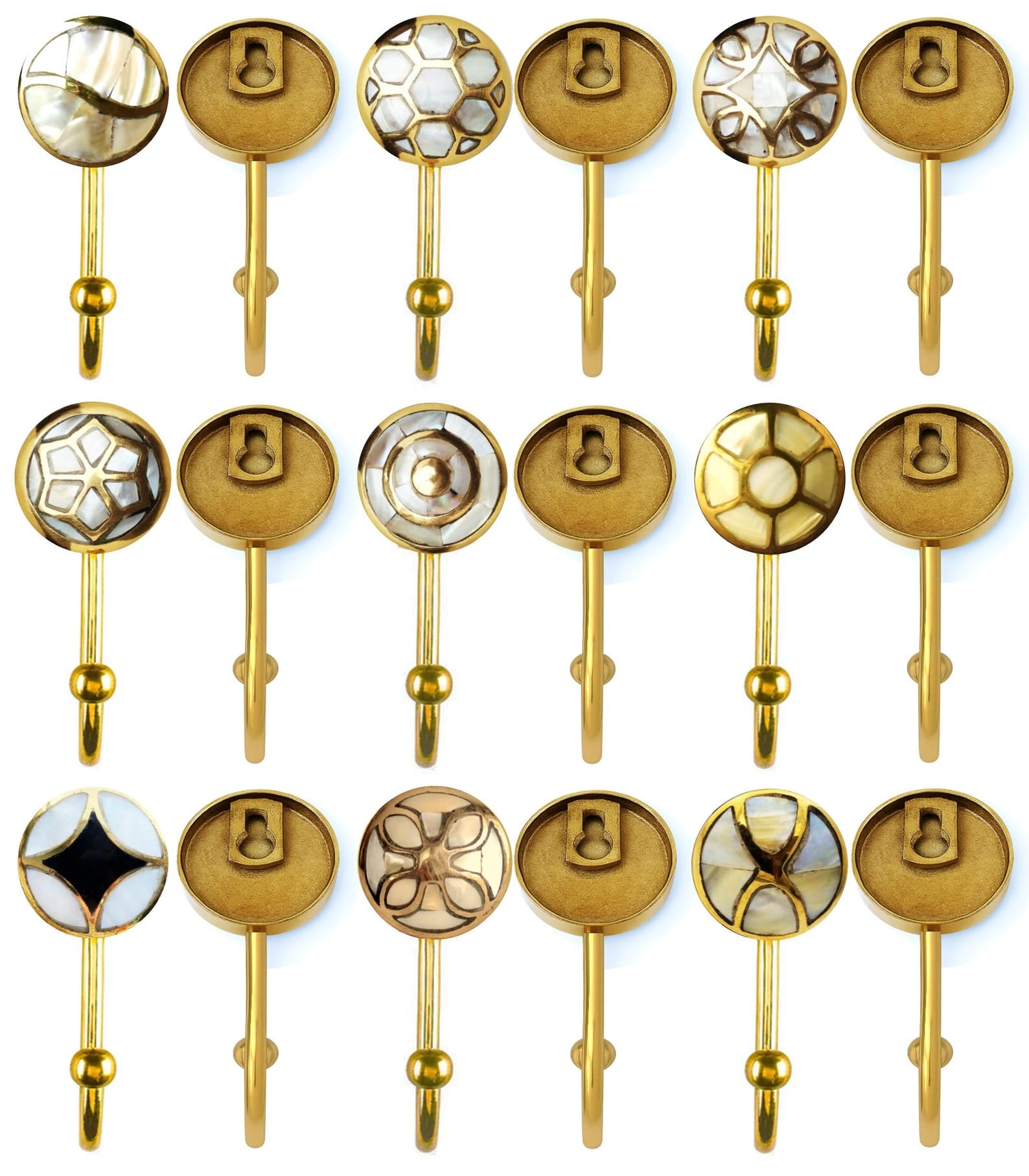 Mother of Pearl Brass Wall Hooks