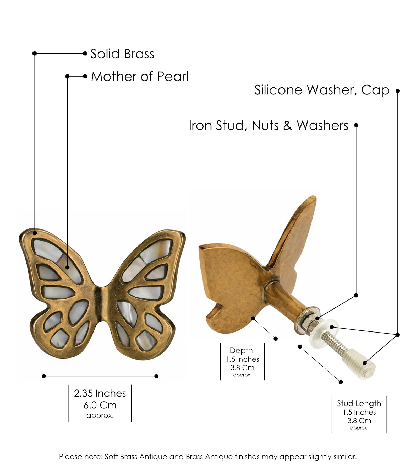 Mother of Pearl Butterfly Cabinet Knob