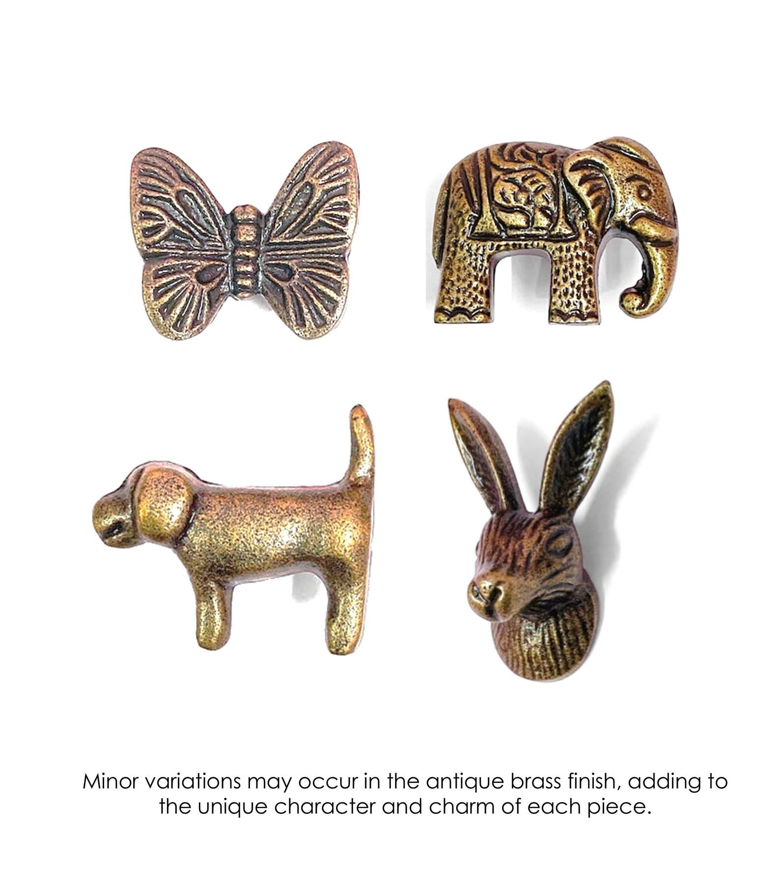 Antique Brass Animal Knobs, Whimsical Drawer Pulls Cabinet Handles