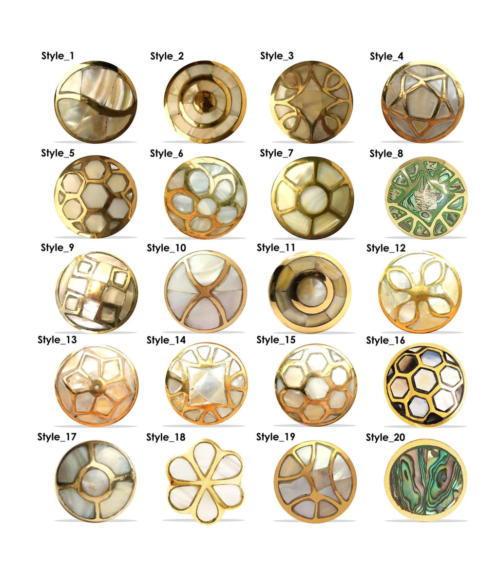 Brass Mother of Pearl Knob Cabinet Drawer Pulls