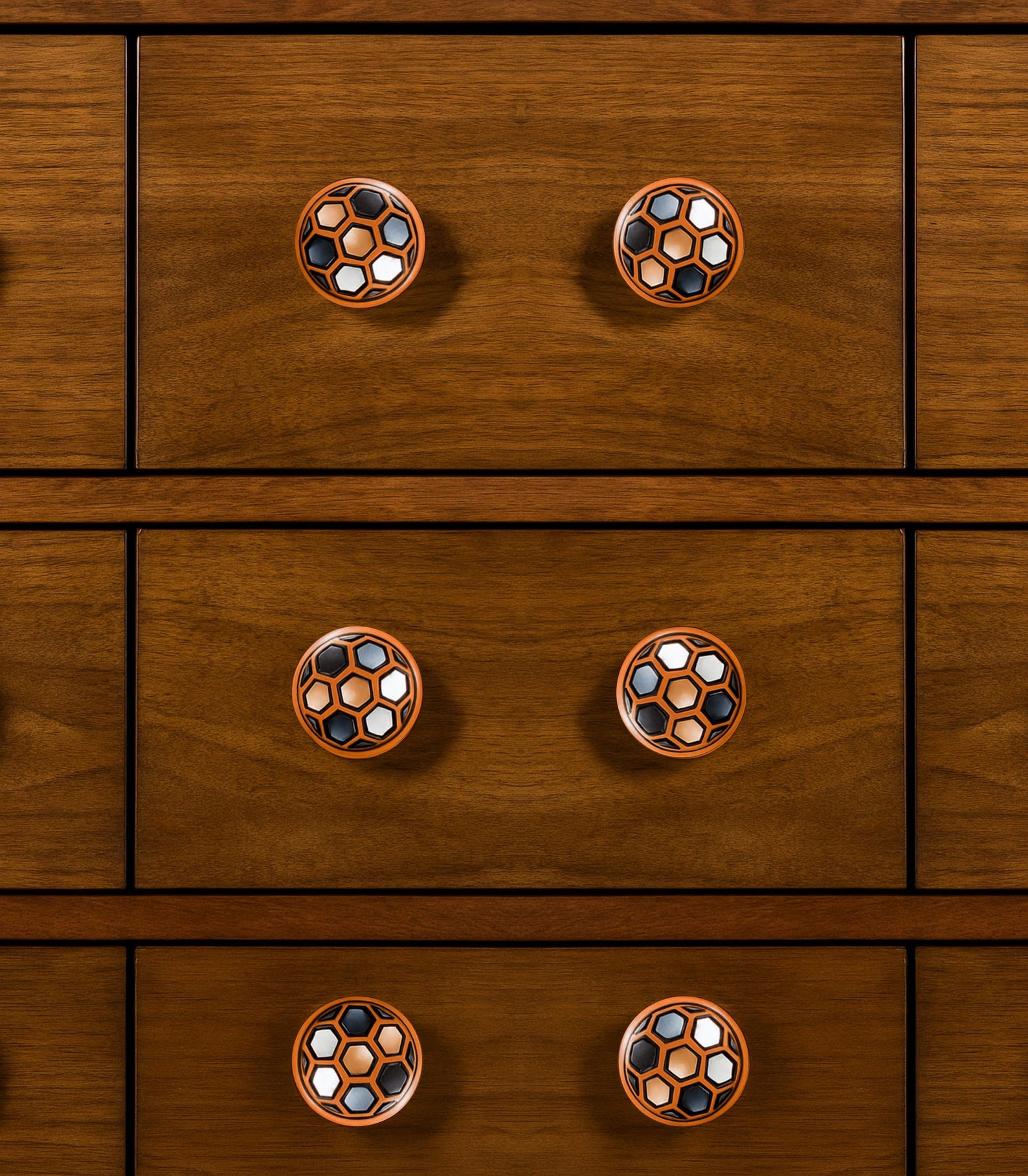 Mother of Pearl Cabinet Knob Set, Copper Inlay Drawer Pulls