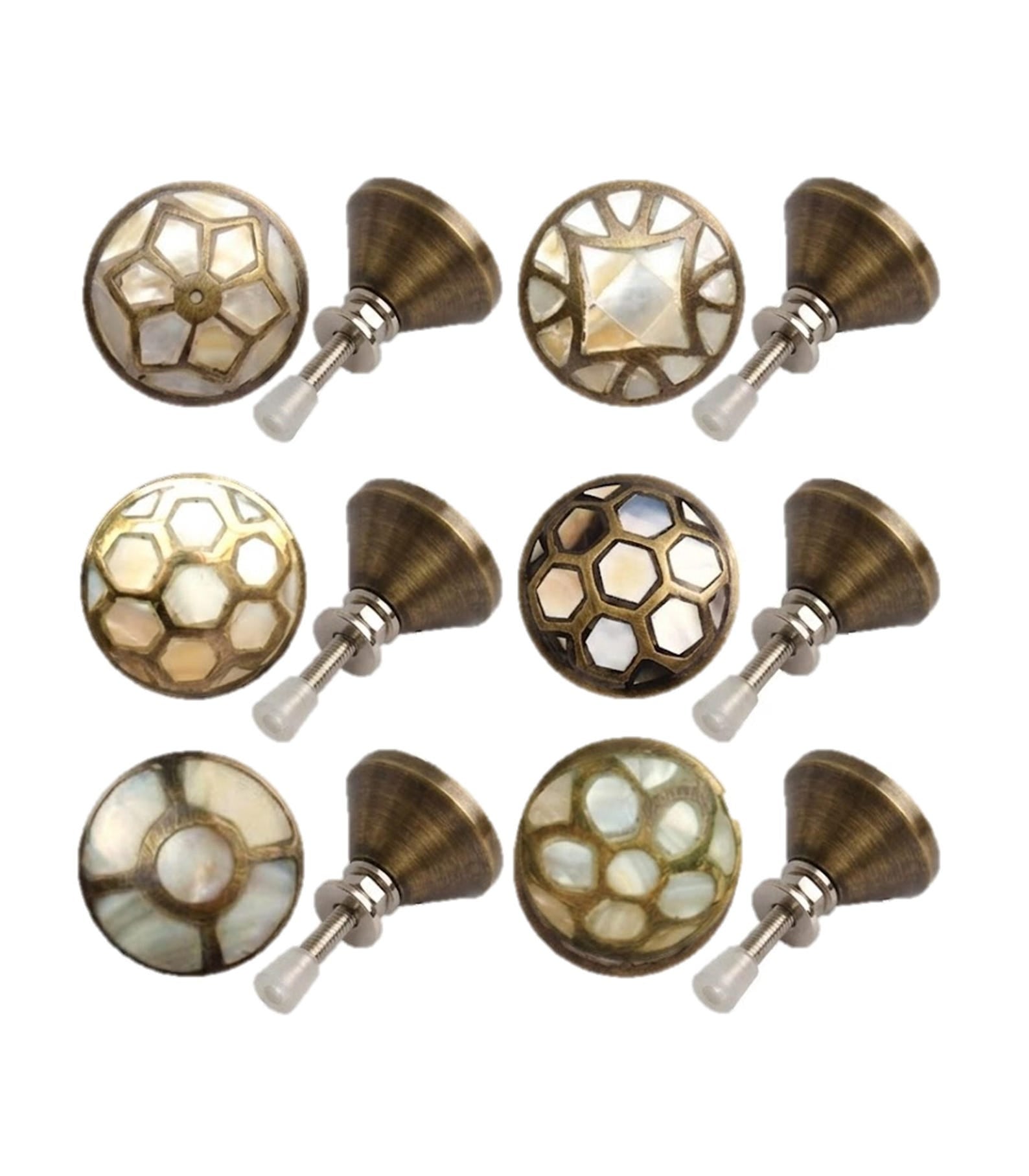 Mother of Pearl Brass Cabinet Knobs
