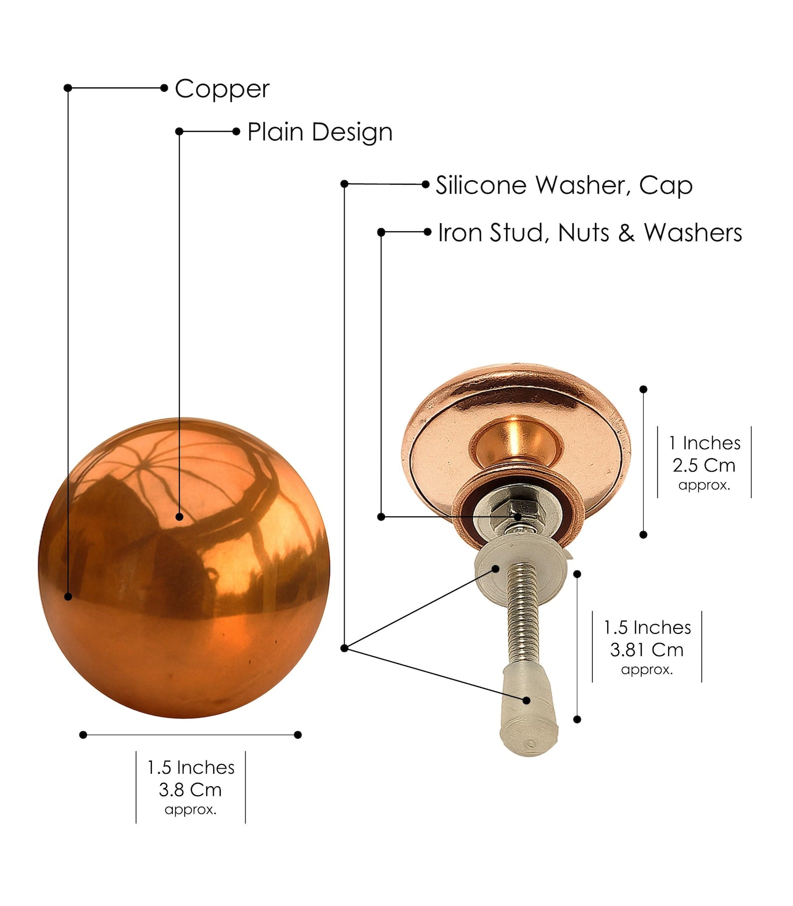Handmade Copper Cabinet Knob: Rustic Farmhouse Hardware