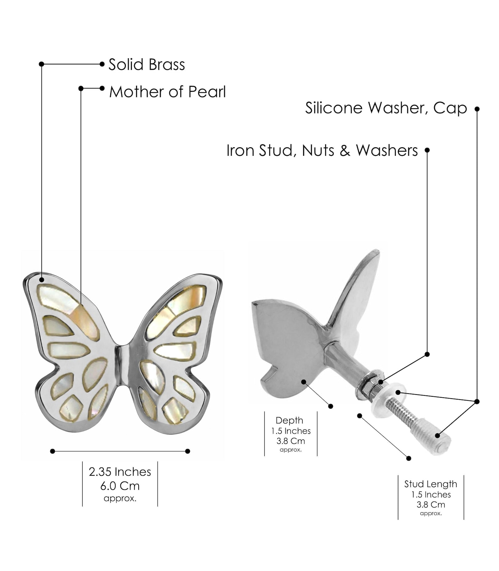 Mother of Pearl Butterfly Cabinet Knob