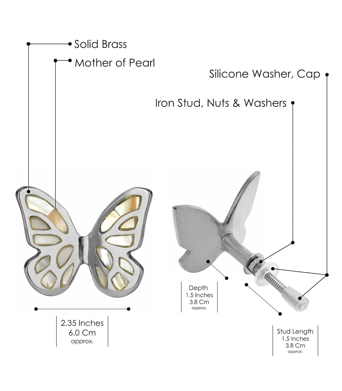 Mother of Pearl Butterfly Cabinet Knob