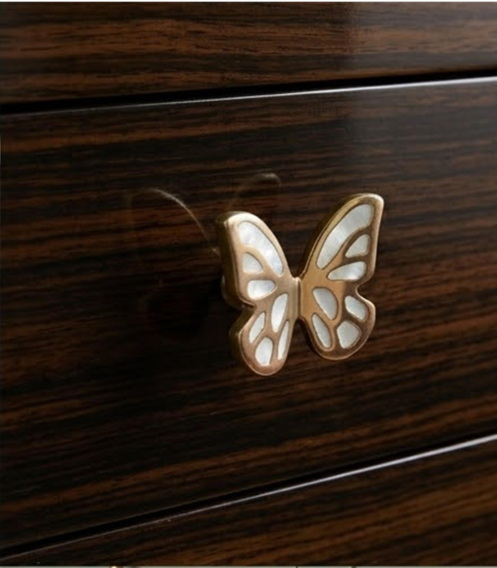 Mother of Pearl Brass Butterfly Cabinet Knob
