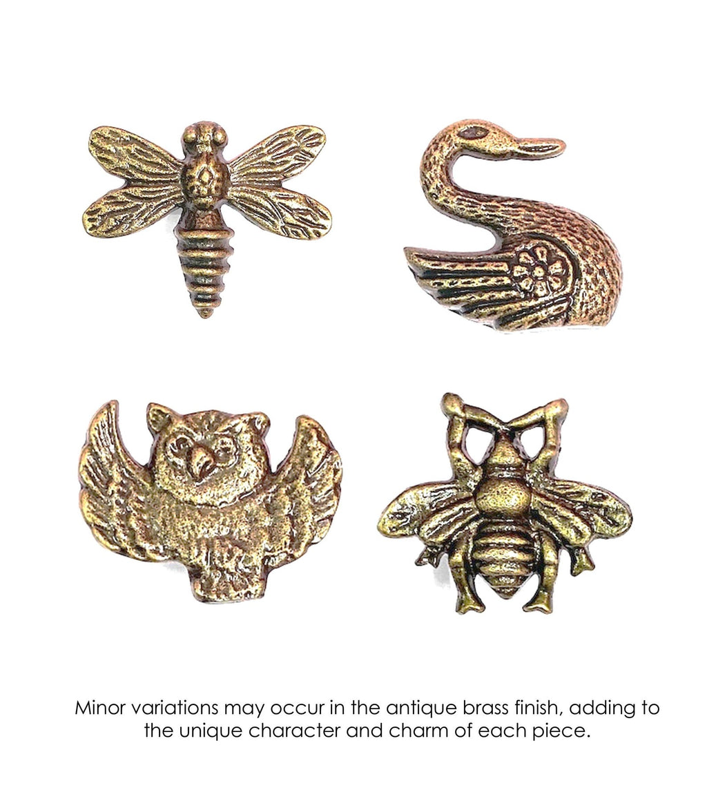 Antique Brass Animal Knobs, Whimsical Drawer Pulls Cabinet Handles