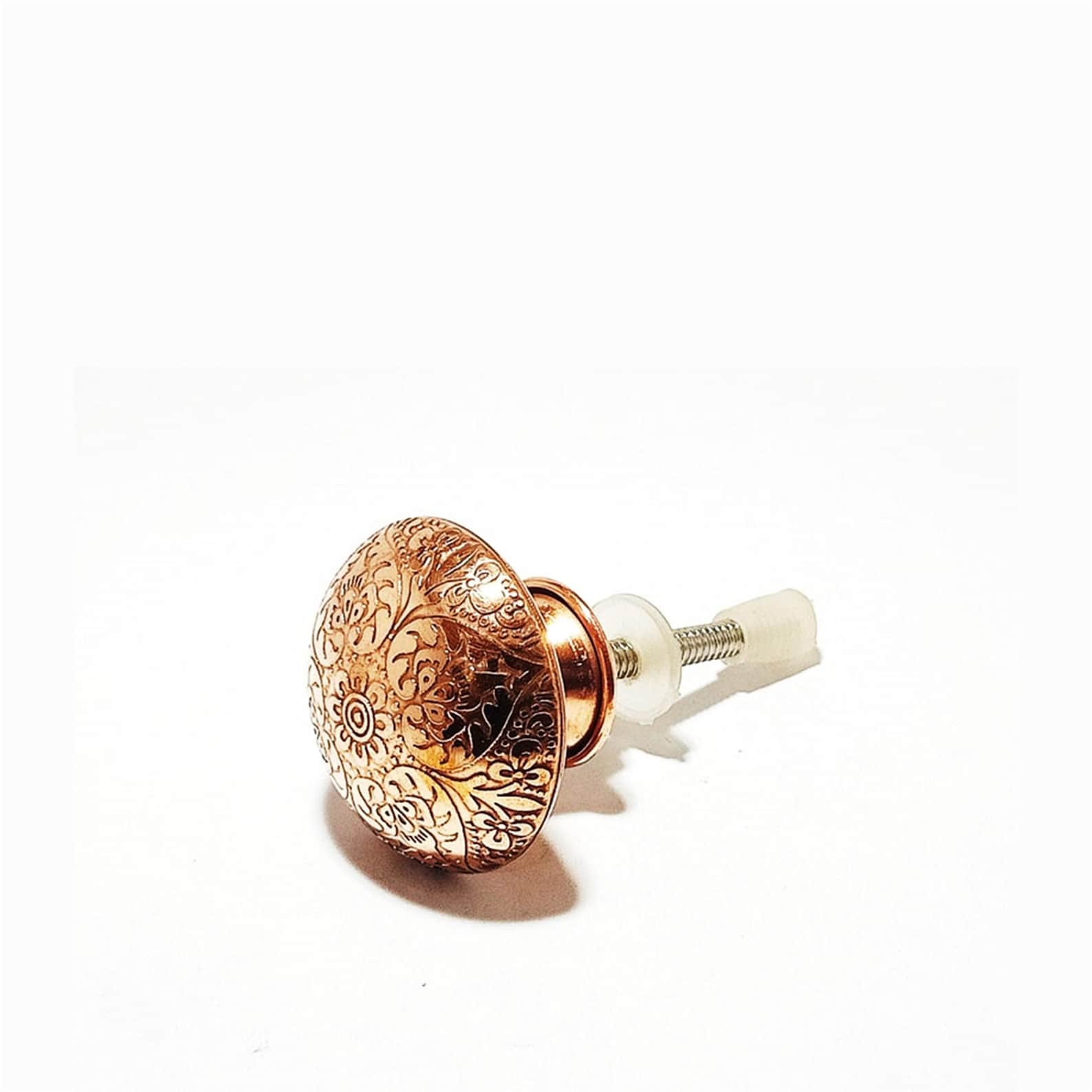 Etched Copper Drawer Knob | Rose Gold Floral Cabinet Knob