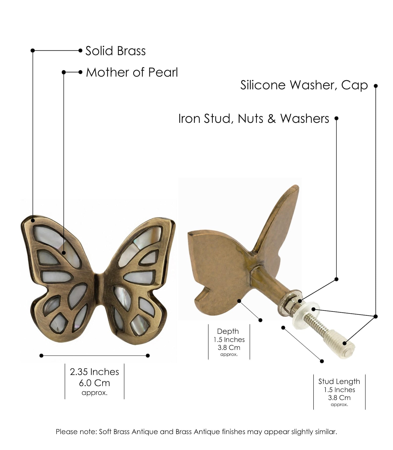 Mother of Pearl Butterfly Cabinet Knob