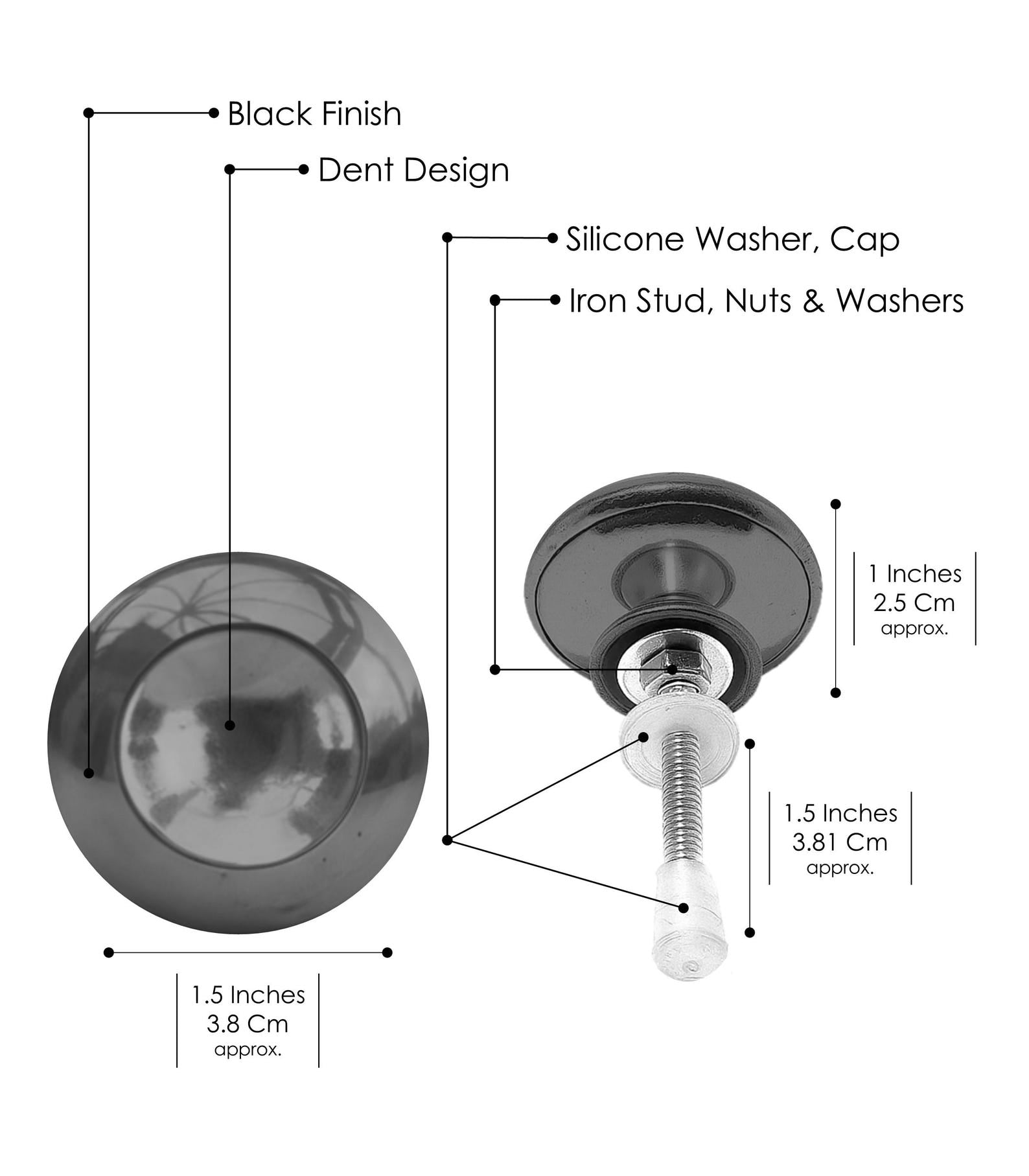 Blackened Brass Sphere Cabinet Knobs