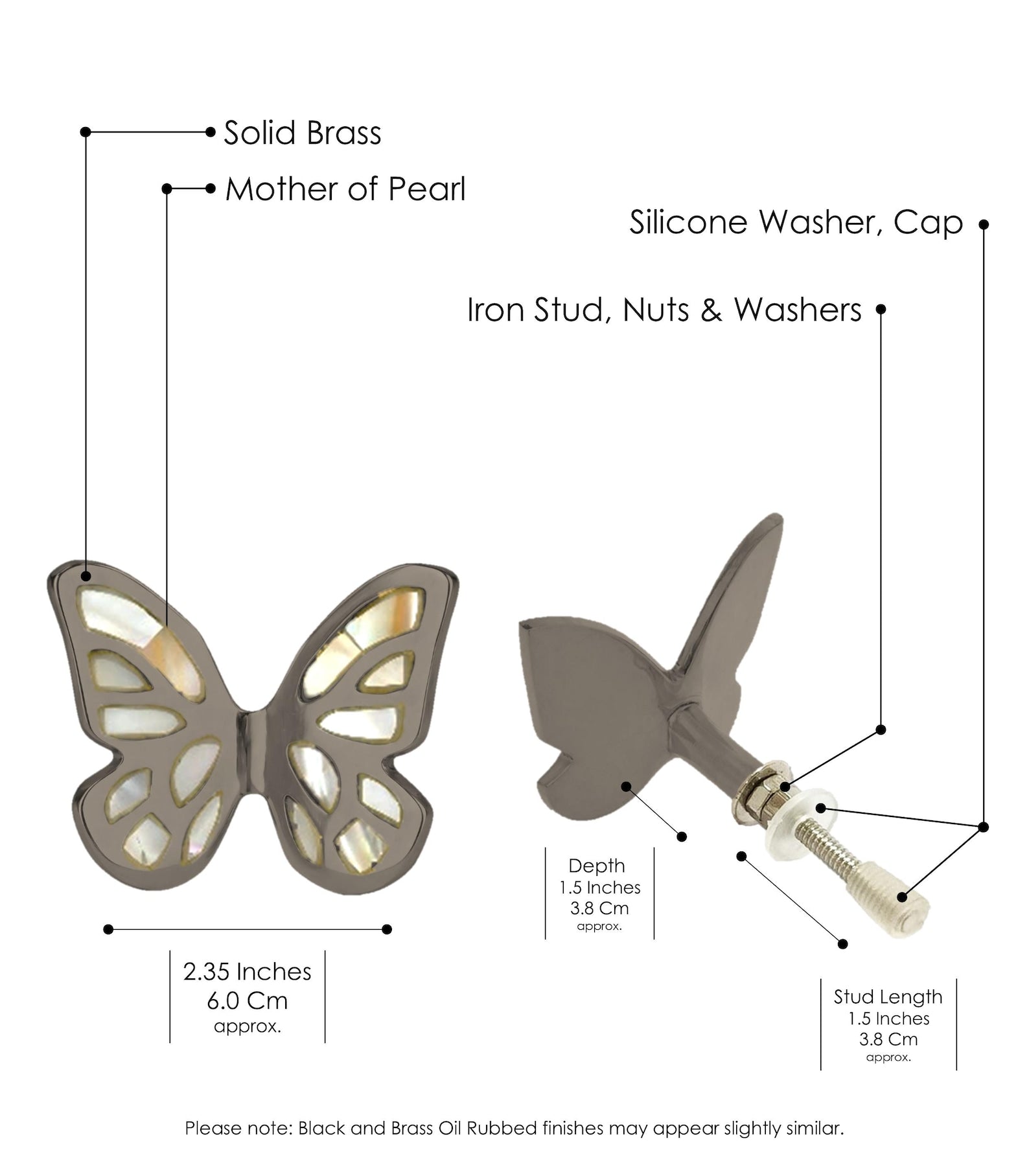 Mother of Pearl Butterfly Cabinet Knob