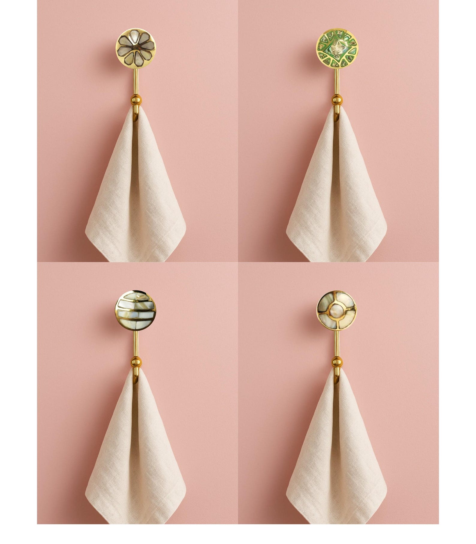 Mother of Pearl Brass Wall Hooks