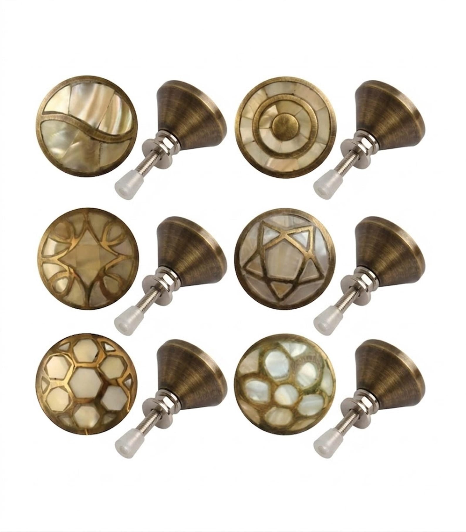 Mother of Pearl Brass Cabinet Knobs