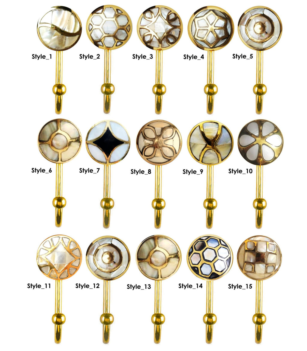 Mother of Pearl Brass Wall Hooks
