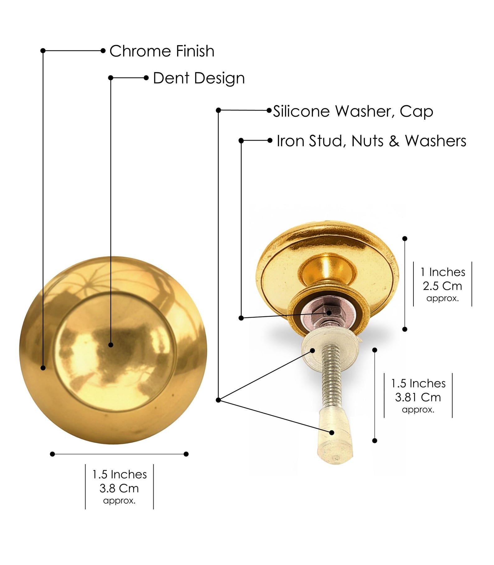 Premium Polished Brass Ball Cabinet Knobs