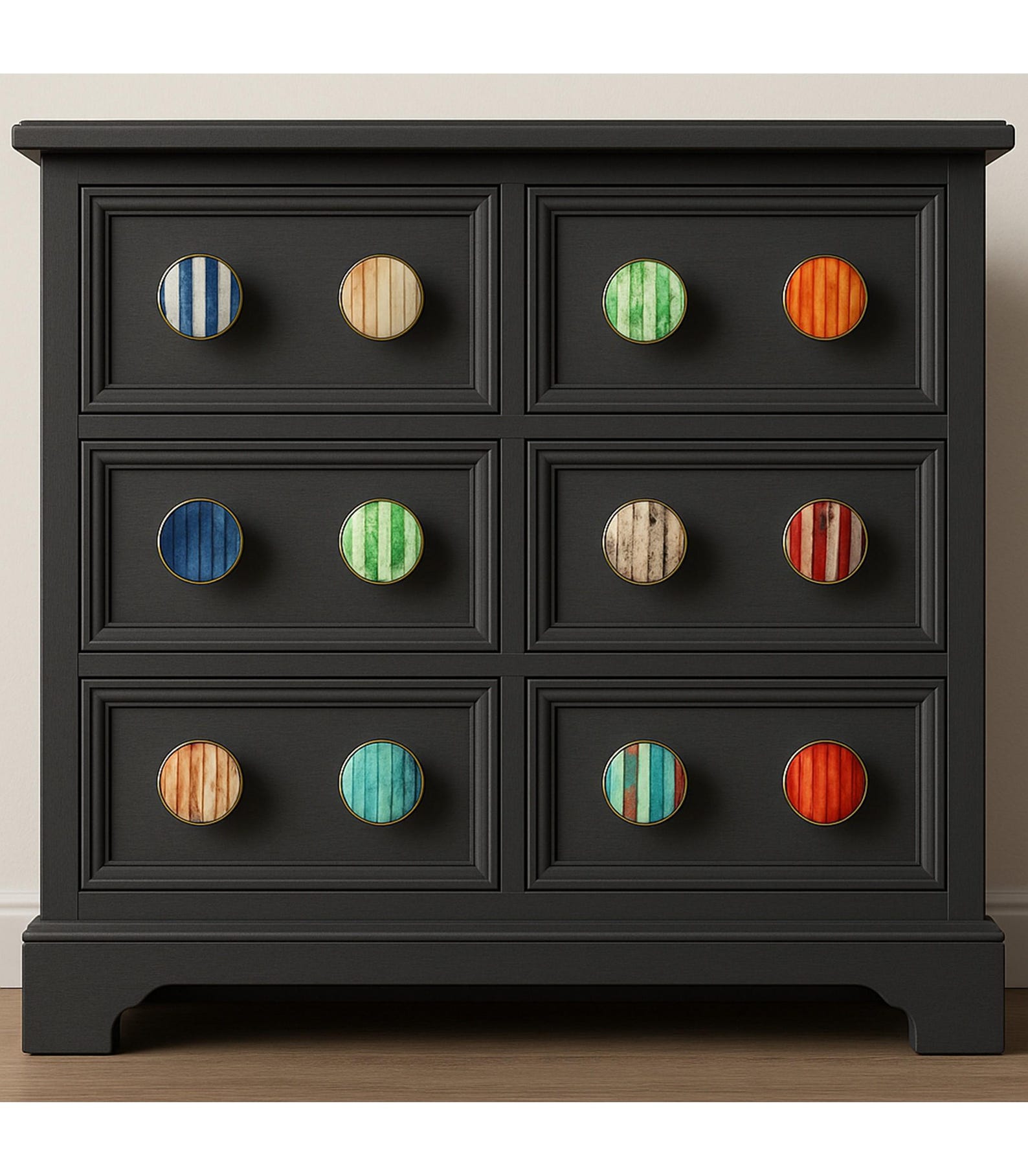 Blue and White Striped Bone Inlay Cabinet Knob