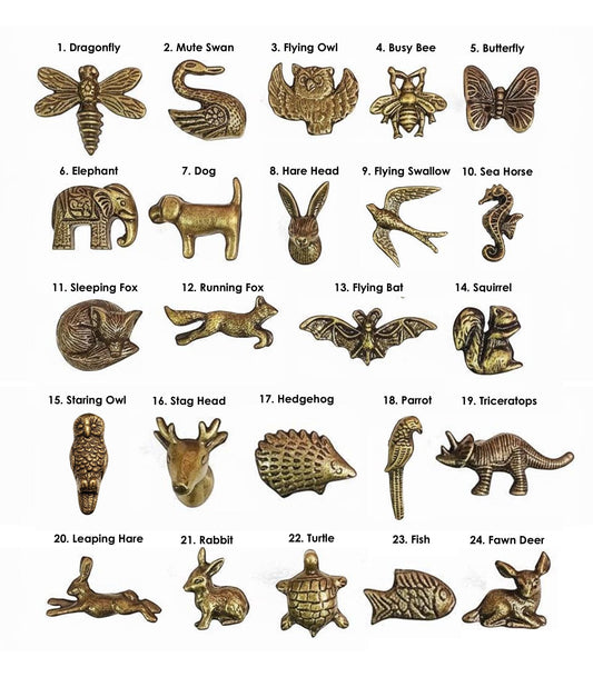 Antique Brass Animal Knobs, Whimsical Drawer Pulls Cabinet Handles