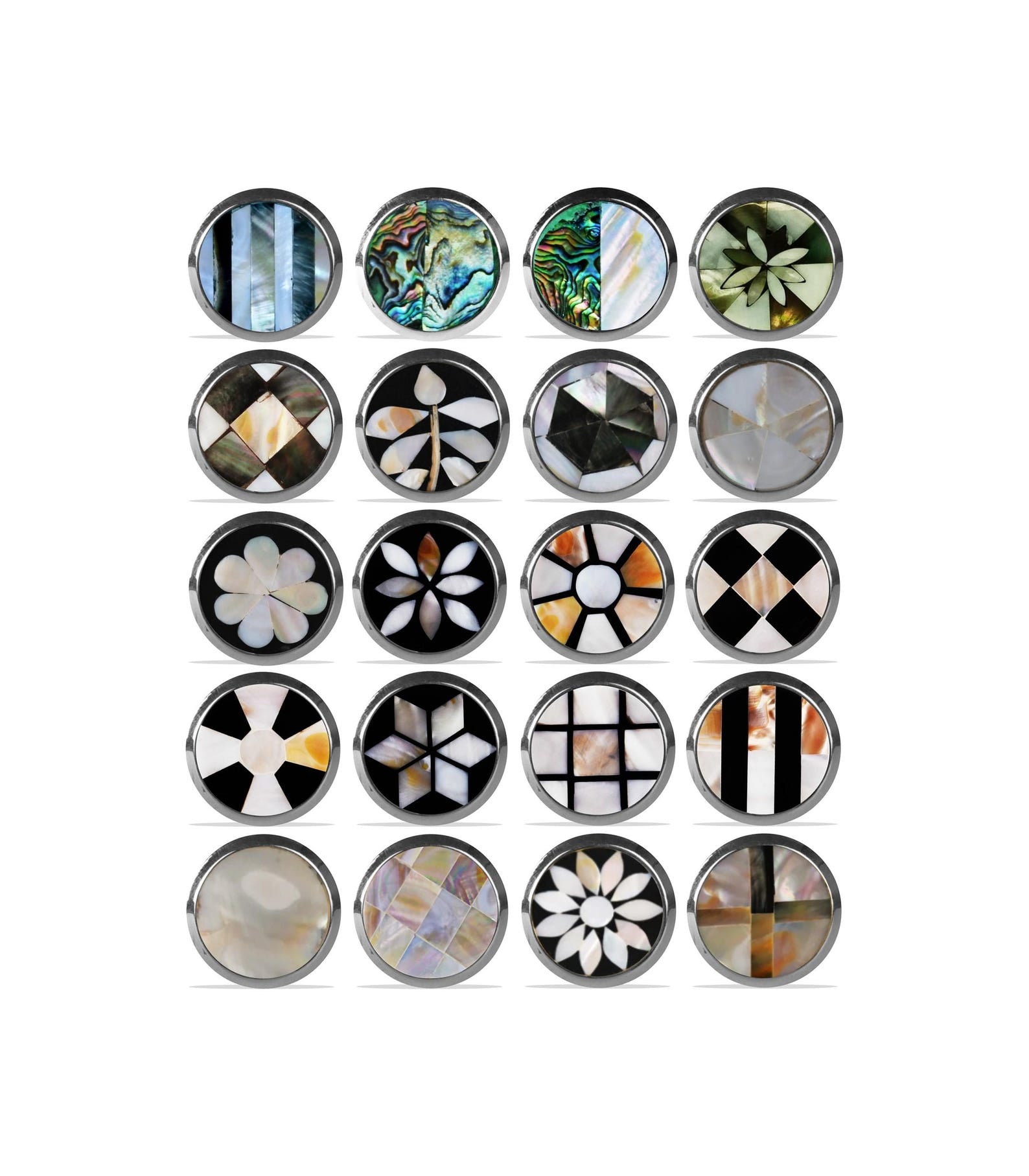 Handcrafted Mother of Pearl Chrome Cabinet Knobs
