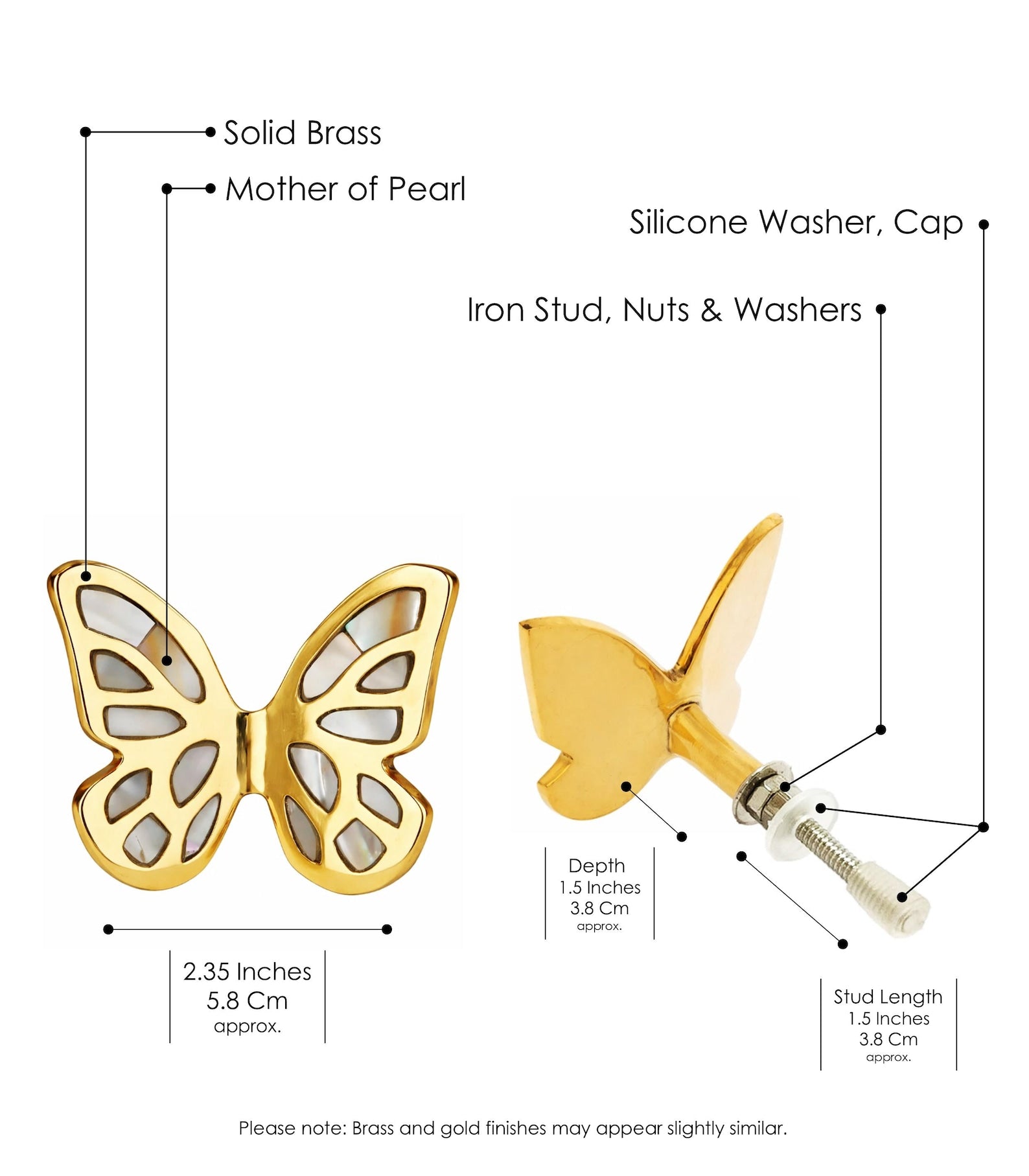 Mother of Pearl Butterfly Cabinet Knob