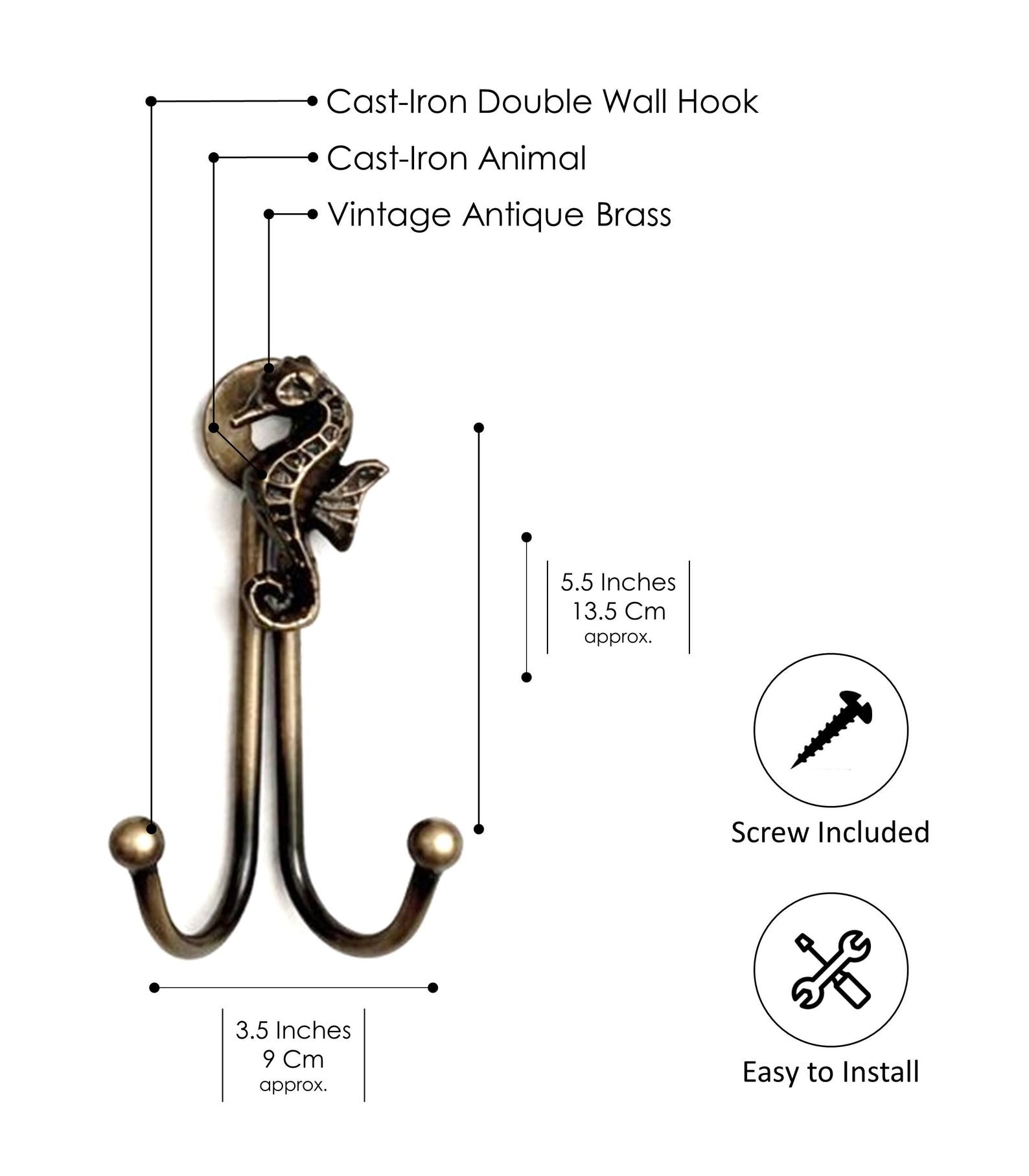 Antique Animal Double Hooks