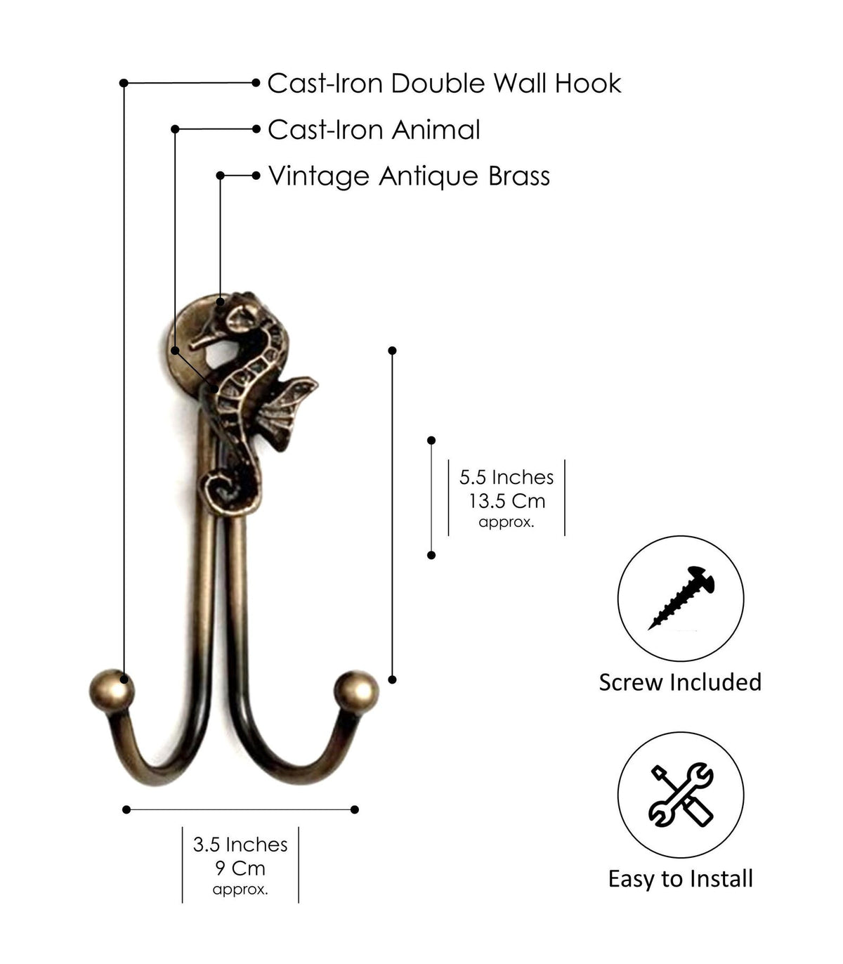Antique Animal Double Hooks