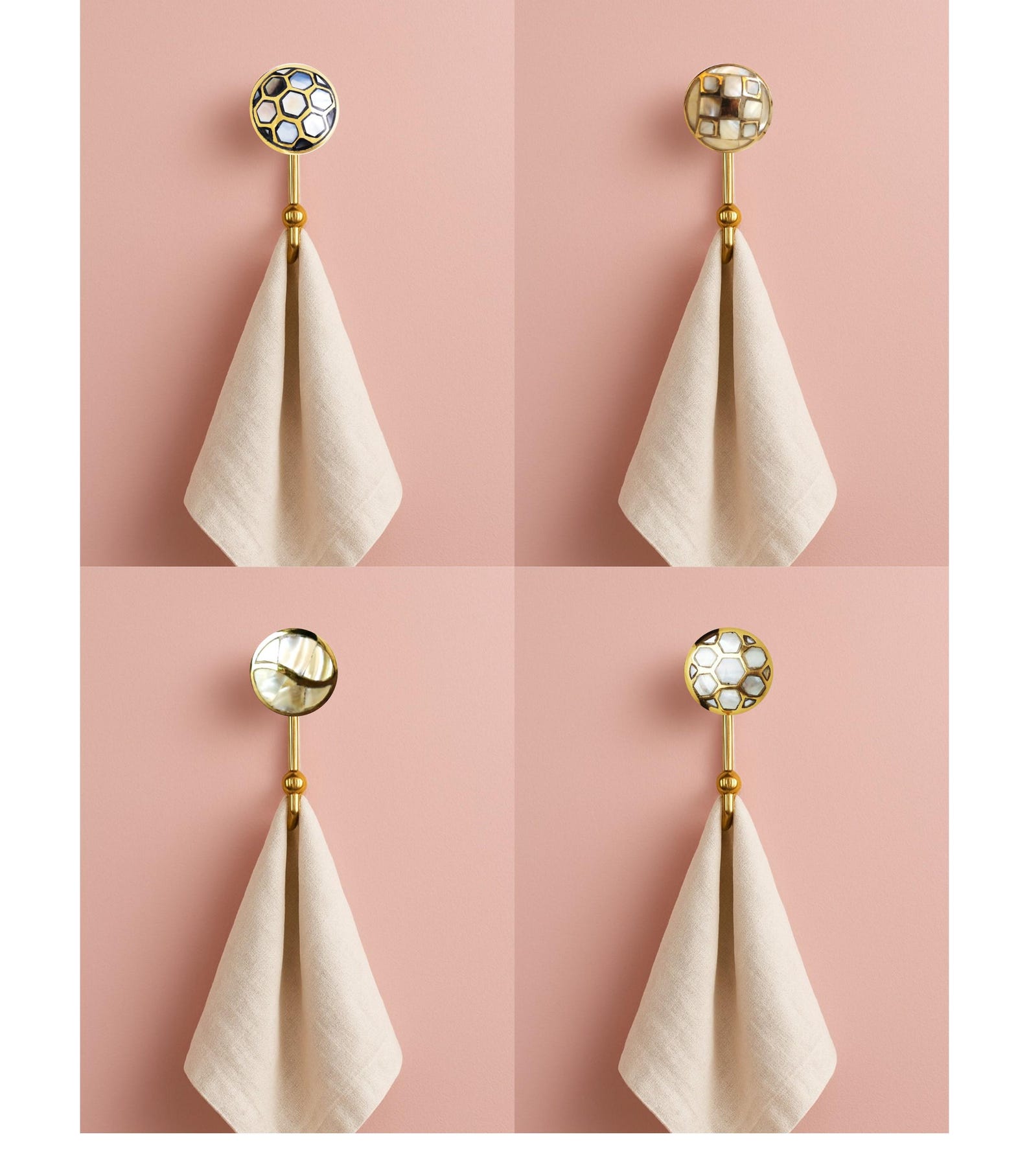 Mother of Pearl Brass Wall Hooks