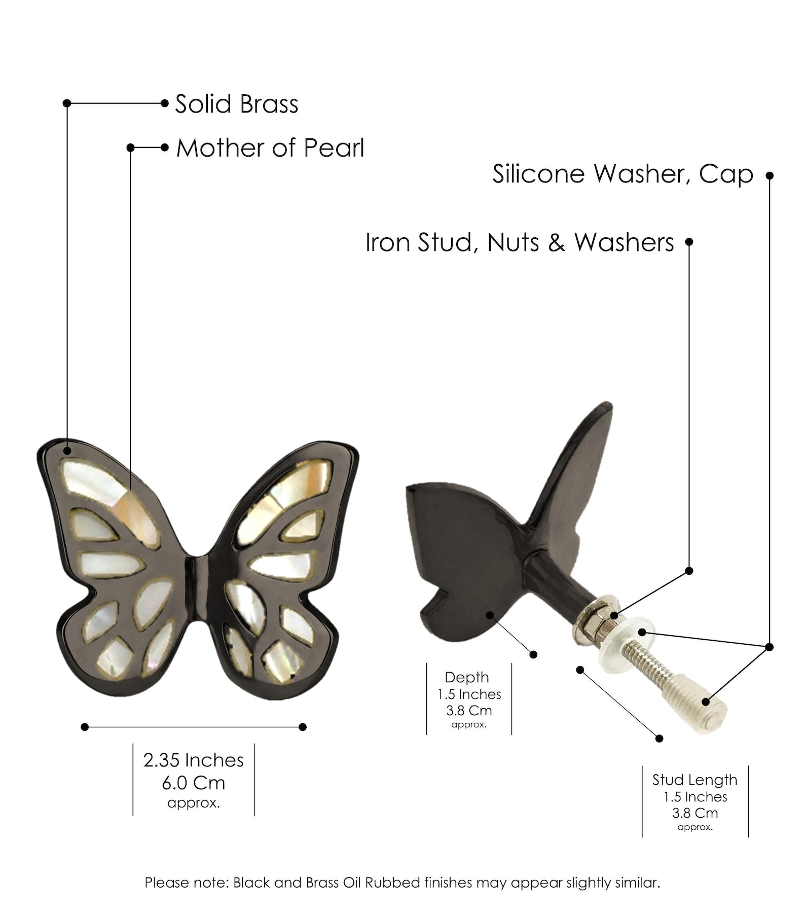 Mother of Pearl Butterfly Cabinet Knob