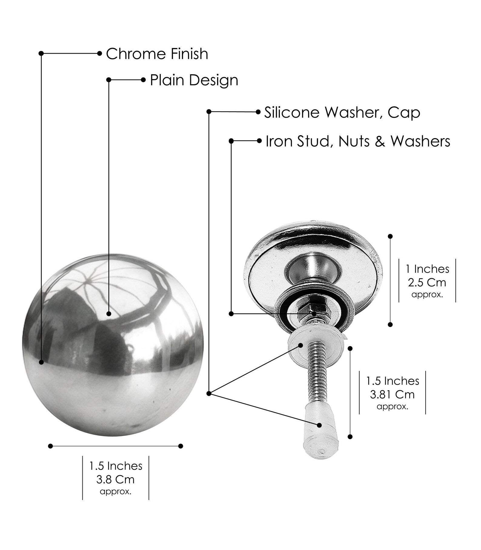 Solid Brass Chrome Cabinet Knobs