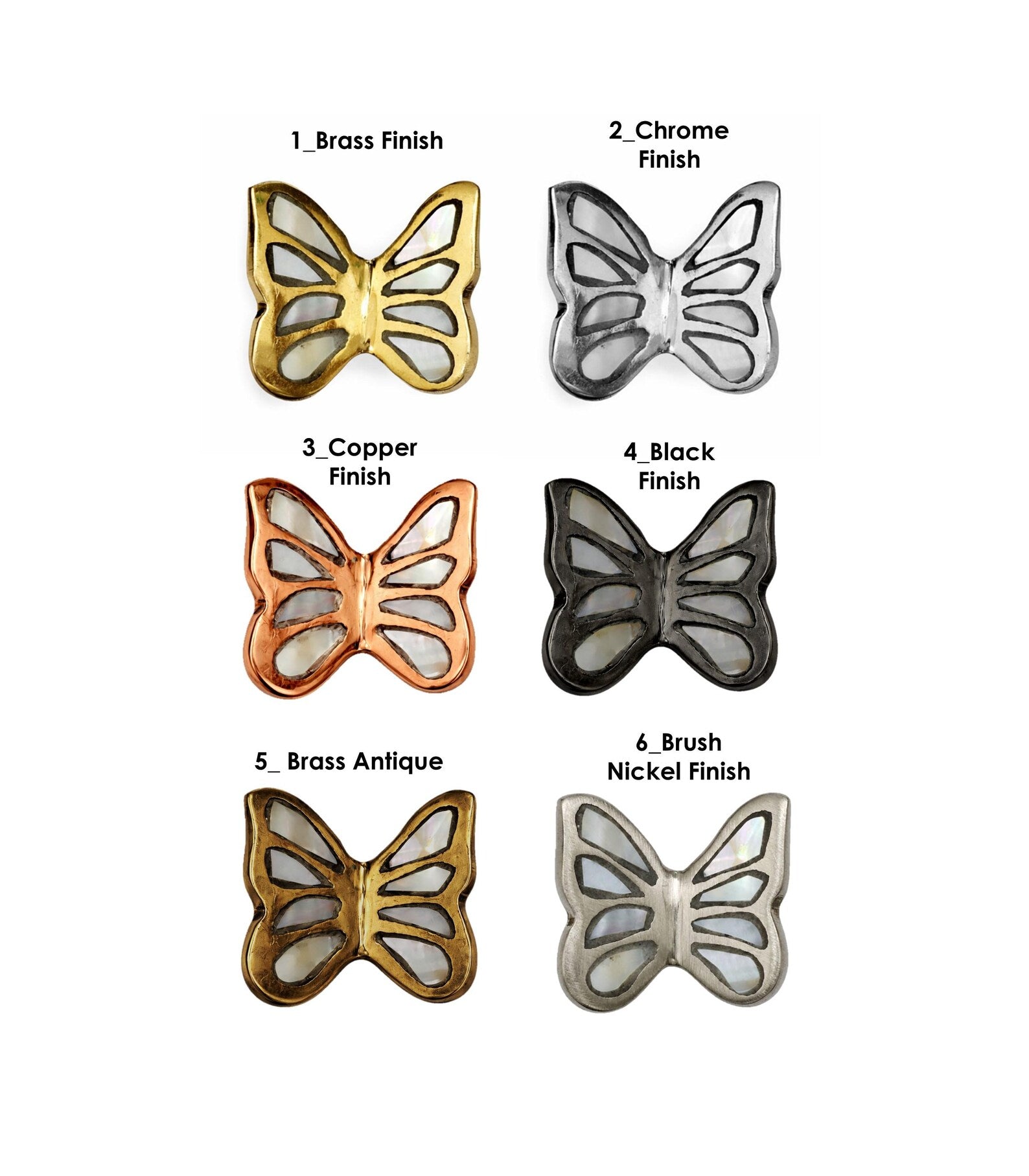 Mother of Pearl Brass Butterfly Cabinet Knob
